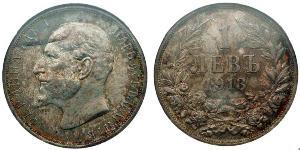 1 Lev Zarentum Bulgarien (1908 - 1946) Silber Ferdinand I. von Bulgarien (1861 -1948)
