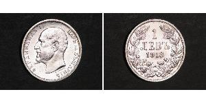 1 Lev Zarentum Bulgarien (1908 - 1946) Silber Ferdinand I. von Bulgarien (1861 -1948)
