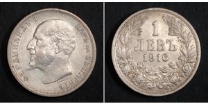 1 Lev Zarentum Bulgarien (1908 - 1946) Silber Ferdinand I. von Bulgarien (1861 -1948)