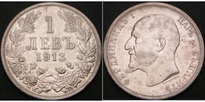 1 Lev Zarentum Bulgarien (1908 - 1946) Silber Ferdinand I. von Bulgarien (1861 -1948)