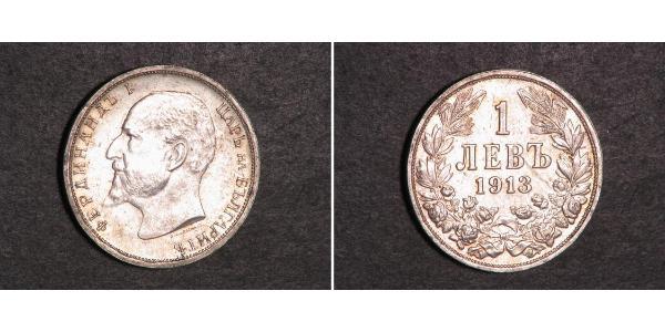 1 Lev Kingdom of Bulgaria (1908 - 1946) Silver Ferdinand I of Bulgaria (1861 -1948)