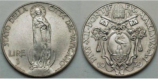 1 Lira Vatican (1926-) Acier inoxydable Pie XII (1876 - 1958)