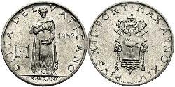 1 Lira Vaticano (1926-) Alluminio Papa Pio XII (1876 - 1958)