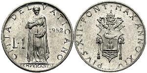 1 Lira Vatican (1926-) Aluminium Pope Pius XII  (1876 - 1958)