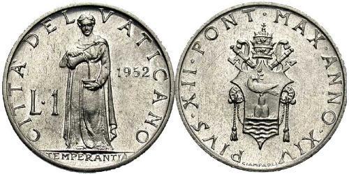 1 Lira Vatikan (1926-) Aluminium Pius XII  (1876 - 1958)