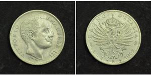 1 Lira Kingdom of Italy (1861-1946) Argent Vittorio Emanuele III (1869 - 1947)