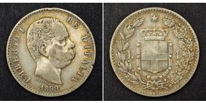 1 Lira Kingdom of Italy (1861-1946) Argent Umberto I (1844-1900)