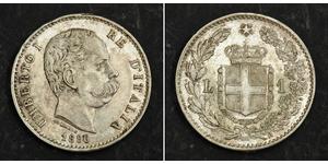 1 Lira Kingdom of Italy (1861-1946) Argent Umberto I (1844-1900)