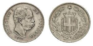 1 Lira Kingdom of Italy (1861-1946) Argent Umberto I (1844-1900)