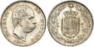 1 Lira Kingdom of Italy (1861-1946) Argent Umberto I (1844-1900)