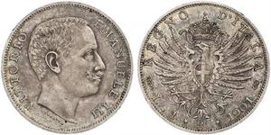 1 Lira Kingdom of Italy (1861-1946) Argent Vittorio Emanuele III (1869 - 1947)