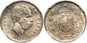 1 Lira Kingdom of Italy (1861-1946) Argent Umberto I (1844-1900)