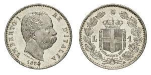 1 Lira Kingdom of Italy (1861-1946) Argent Umberto I (1844-1900)