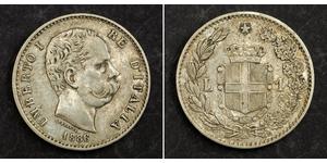 1 Lira Kingdom of Italy (1861-1946) Argent Umberto I (1844-1900)