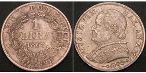 1 Lira États pontificaux (752-1870) Argent Pie IX (1792- 1878)