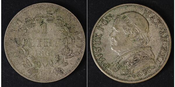 1 Lira États pontificaux (752-1870) Argent Pie IX (1792- 1878)