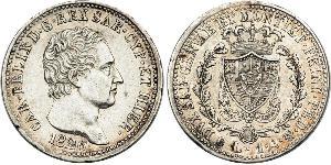 1 Lira Italian city-states Argento Carlo Felice di Savoia