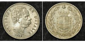 1 Lira Kingdom of Italy (1861-1946) Argento Umberto I (1844-1900)