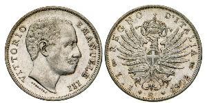 1 Lira Kingdom of Italy (1861-1946) Argento Vittorio Emanuele III (1869 - 1947)