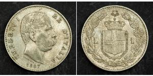 1 Lira Kingdom of Italy (1861-1946) Argento Umberto I (1844-1900)