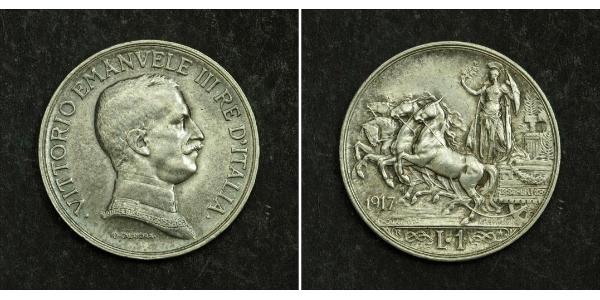 1 Lira Kingdom of Italy (1861-1946) Argento Vittorio Emanuele III (1869 - 1947)