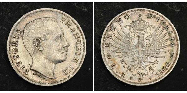 1 Lira Kingdom of Italy (1861-1946) Argento Vittorio Emanuele III (1869 - 1947)