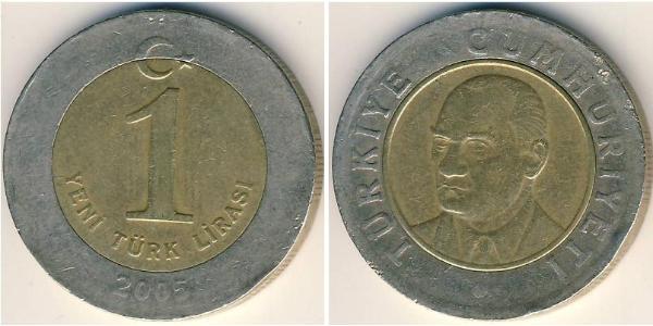 1 Lira Turkey (1923 - ) Brass/Nickel 