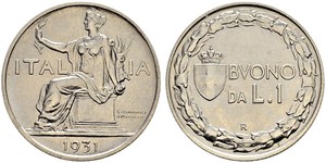 1 Lira Kingdom of Italy (1861-1946) Níquel 