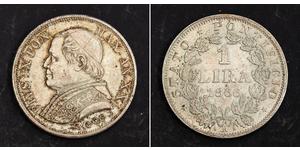 1 Lira Estados Pontificios (752-1870) Plata Pío IX (1792- 1878)