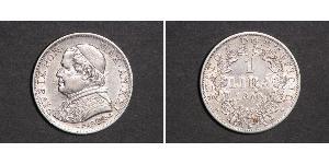 1 Lira Estados Pontificios (752-1870) Plata Pío IX (1792- 1878)