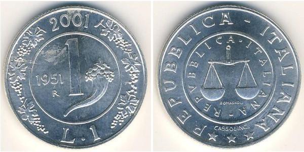 1 Lira Italia Plata 