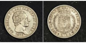 1 Lira Italian city-states Plata Carlos Félix de Cerdeña