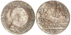 1 Lira Kingdom of Italy (1861-1946) Plata Víctor Manuel III de Italia (1869 - 1947)