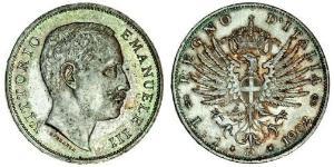 1 Lira Kingdom of Italy (1861-1946) Plata Vittorio Emanuele III (1869 - 1947)