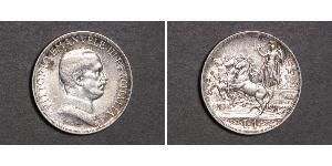 1 Lira Kingdom of Italy (1861-1946) Plata Vittorio Emanuele III (1869 - 1947)