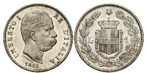 1 Lira Kingdom of Italy (1861-1946) Plata Umberto I (1844-1900)