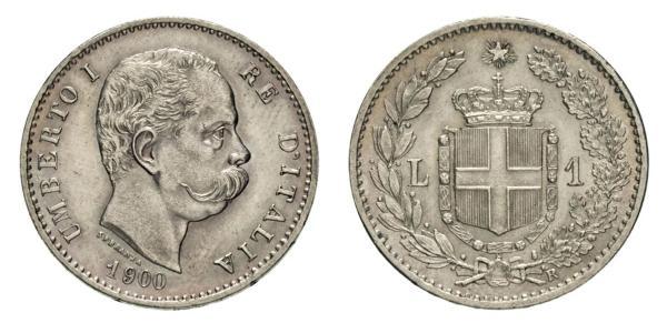 1 Lira Kingdom of Italy (1861-1946) Plata Umberto I (1844-1900)