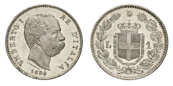 1 Lira Kingdom of Italy (1861-1946) Plata Umberto I (1844-1900)