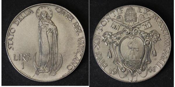 1 Lira Vatikan (1926-) Rostfreier Stahl Pius XII  (1876 - 1958)