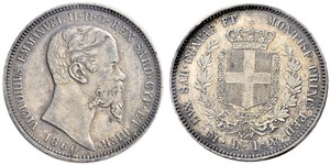 1 Lira Kingdom of Italy (1861-1946) Silber Victor Emmanuel II of Italy (1820 - 1878)