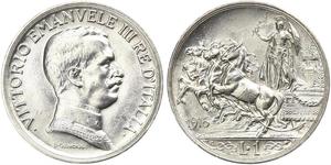 1 Lira Kingdom of Italy (1861-1946) Silber Viktor Emanuel III. (Italien) (1869 - 1947)