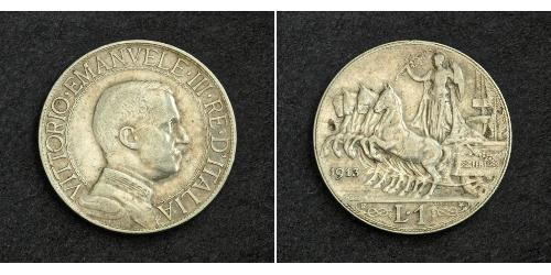 1 Lira Kingdom of Italy (1861-1946) Silber Viktor Emanuel III. (Italien) (1869 - 1947)