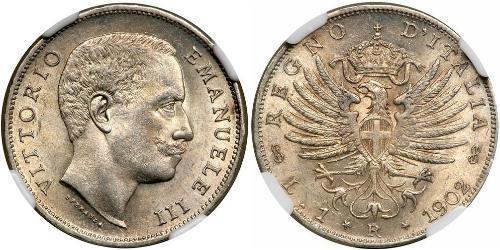 1 Lira Kingdom of Italy (1861-1946) Silber Vittorio Emanuele III (1869 - 1947)