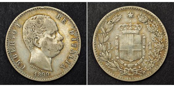 1 Lira Kingdom of Italy (1861-1946) Silber Umberto I (1844-1900)