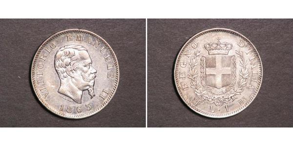 1 Lira Kingdom of Italy (1861-1946) Silber Victor Emmanuel II of Italy (1820 - 1878)