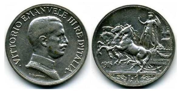 1 Lira Kingdom of Italy (1861-1946) Silber Vittorio Emanuele III (1869 - 1947)