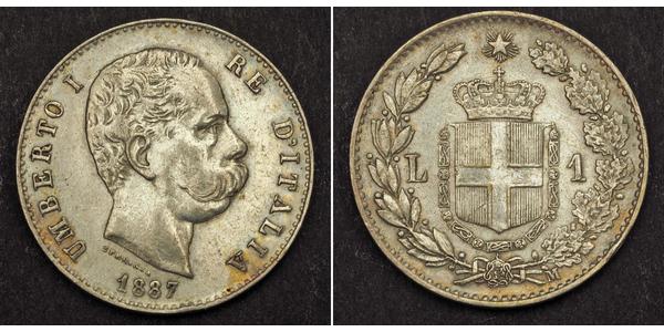 1 Lira Kingdom of Italy (1861-1946) Silber Umberto I (1844-1900)