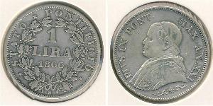 1 Lira Kirchenstaat (752-1870) Silber Pius IX (1792- 1878)