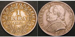 1 Lira Kirchenstaat (752-1870) Silber Pius IX (1792- 1878)