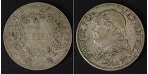 1 Lira Kirchenstaat (752-1870) Silber Pius IX (1792- 1878)